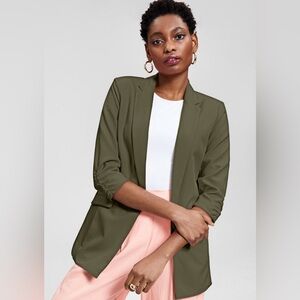 INC International Concepts Women’s Blazer 3/4 Length Sleeve - Olive Green - Si…